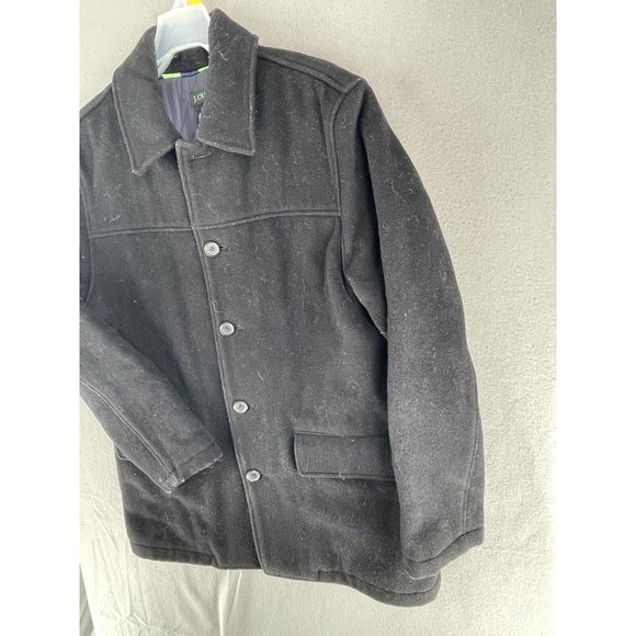 J.Crew Short Trench Over Coat Mens Medium Wool Blend Single Breast Black - Picture 6 of 12